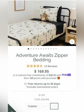 NEW Beddys Adventure Awaits zipper bedding